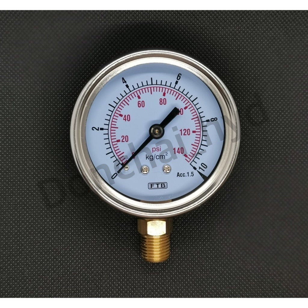 Hydraulic pressure gauge FTB (Pressure Gauge), dial 2.1/2 stainless steel, thread PT 1/4" brass, sideways.