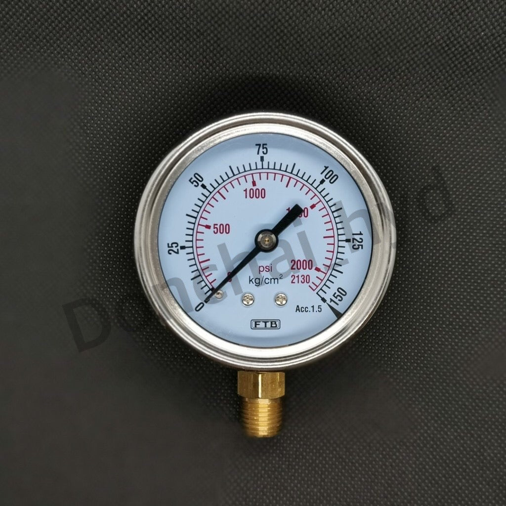 Hydraulic pressure gauge FTB (Pressure Gauge), dial 2.1/2 stainless steel, thread PT 1/4" brass, sideways.