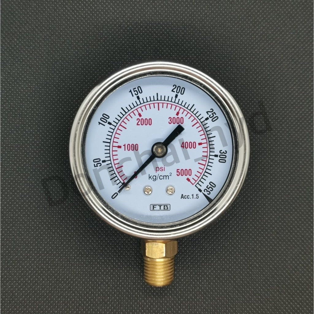 Hydraulic pressure gauge FTB (Pressure Gauge), dial 2.1/2 stainless steel, thread PT 1/4" brass, sideways.