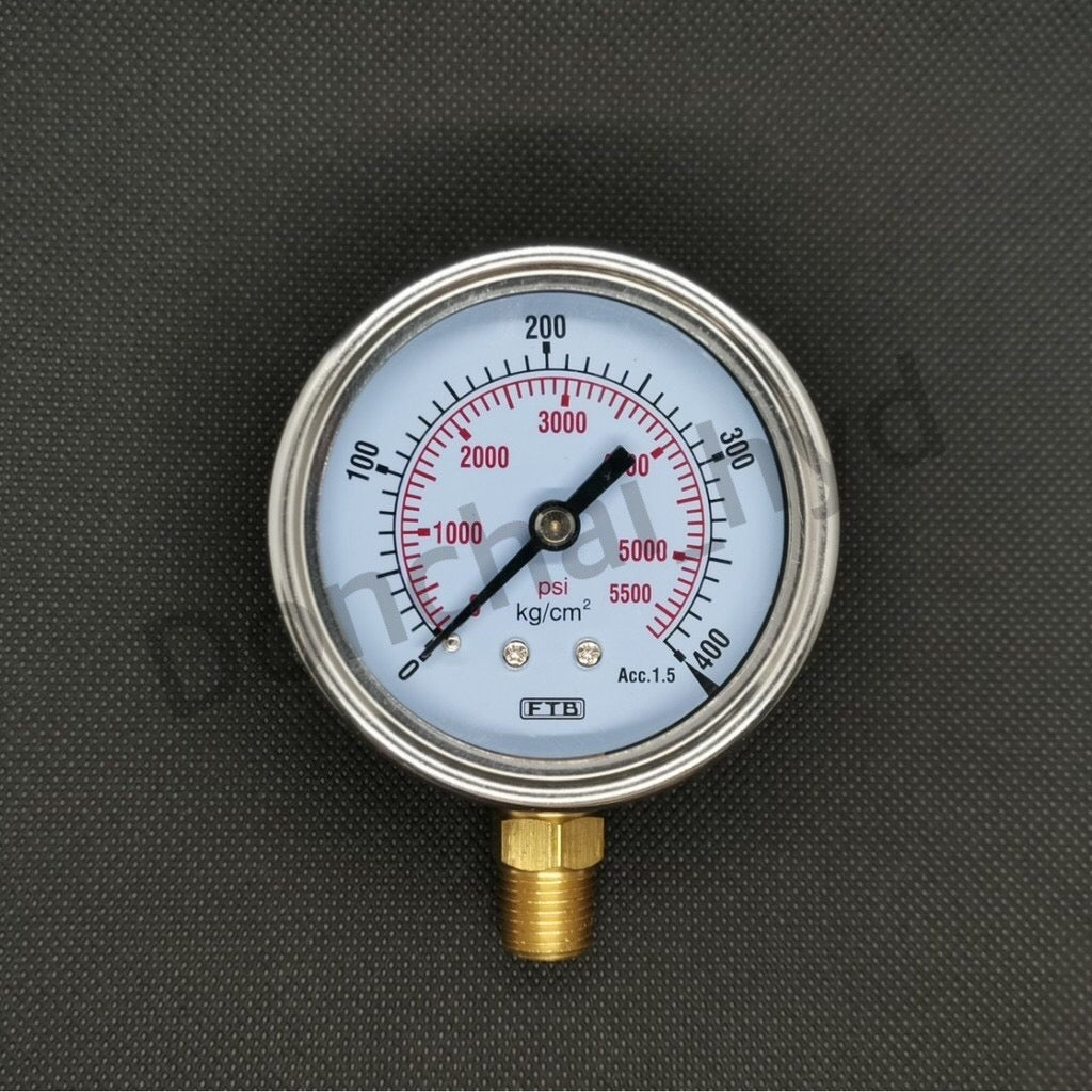 Hydraulic pressure gauge FTB (Pressure Gauge), dial 2.1/2 stainless steel, thread PT 1/4" brass, sideways.